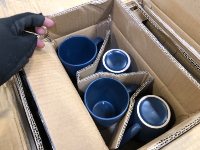 Photo 1 of Sinouso 16 Piece Stoneware Dinnerware Set,Dinnerware Set for 4,Plates and Bowls Sets,Plates,Bowls,Cups,Microwave Dishwasher Safe,Service for 4 (Navy Blue Matte)