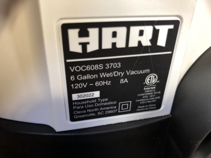 Photo 4 of 6 Gallon Stainless Steel Wet & Dry Vacuum 5.0 Peak HP
