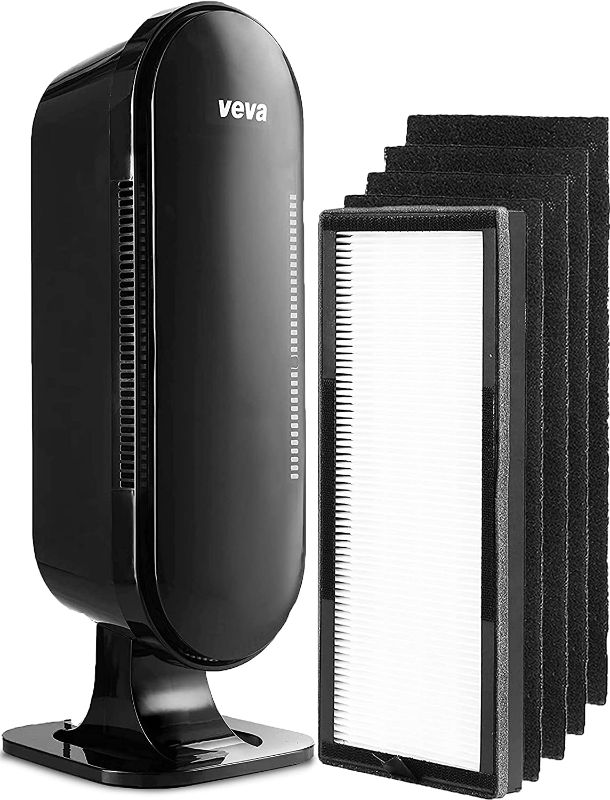Photo 1 of VEVA 8000 Black Air Purifier for Home, Pets Hair, Dander, Large Room, 325 Sq Ft., HEPA Filter & 4 Premium Activated Carbon Pre Filters Removes Allergens, Smoke, Dust, Pet & Odor for Home & Office ------ TURNS ON BUT NO LIGHT