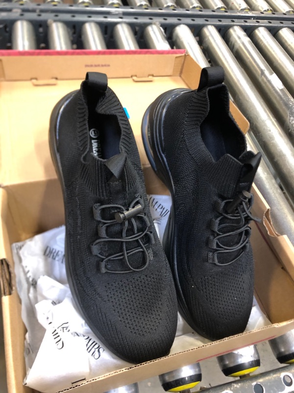 Photo 3 of DREAM PAIRS Women's Walking Sneakers, Slip-on Air Cushion Slip Resistant Tennis Shoes - Breathable Upper - Removable Insole - Casual Gym Workout Nurse Restaurant Work Shoe 8.5 Black Monochrome