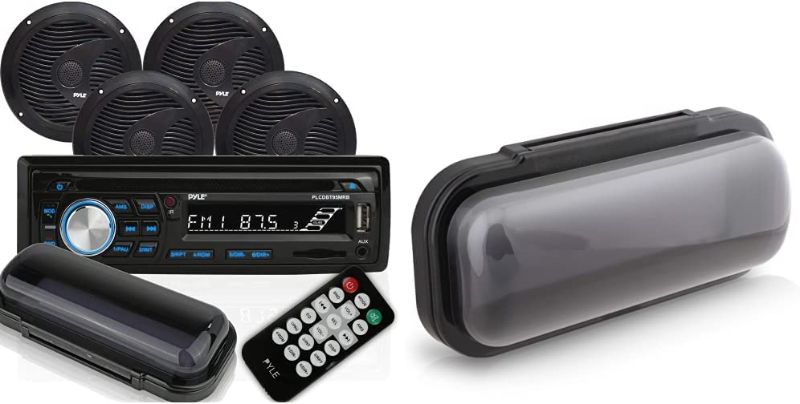 Photo 1 of Wireless Bluetooth Marine Audio Stereo-Kit w/ Single DIN Universal Size Radio Receiver,Black & Resistant Marine Stereo Cover - Smoke Colored Heavy Duty Boat Radio Protector Shield **BRAND NEW*(* 
