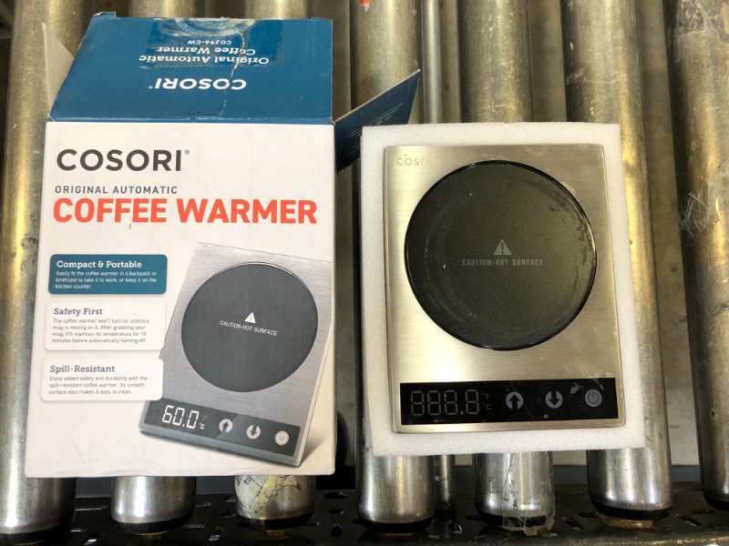 Photo 1 of COSORI Mug Warmer & Coffee Cup Warmer for Desk Coffee Gift, Beverage Heater for Home and Office Use, Pressure Sensor Technology, Auto Shut Off, Digital Temp Control, 77-194?, silver
