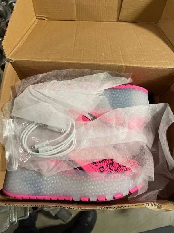 Photo 1 of  Roller Shoes Girls Boys Wheel Shoes Kids Roller Skates Shoes LED Light Up Wheel Shoes for Kids for Children 13 Little Kid Fashion-pink-double