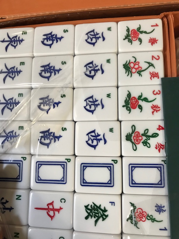 Photo 5 of Mose Cafolo Chinese Mahjong Set X-Large 144 Numbered Melamine 1.5" Large Size Tile with Carrying Travel Case, English Manual, Pro Complete Mahjong Game Set, (Majiang, Mah-Jongg, Maj Jongg, Ma Jong) Green Tiles