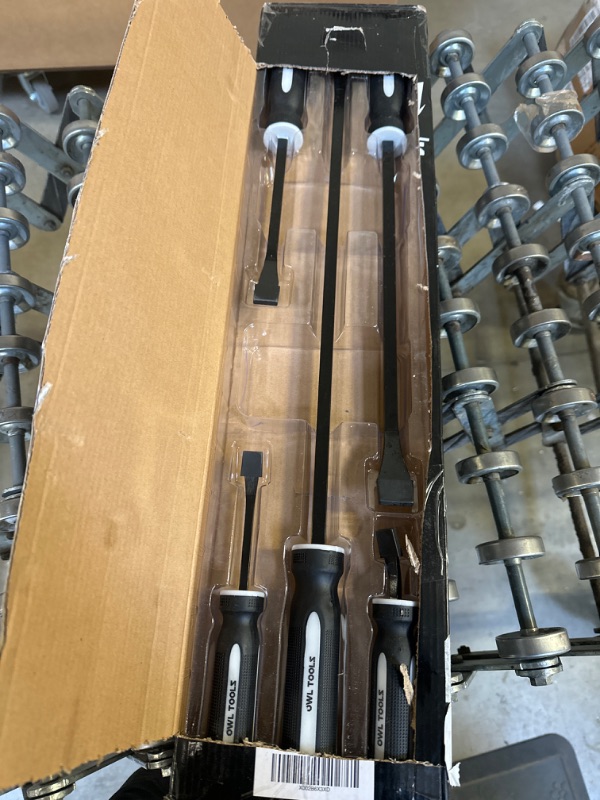 Photo 2 of Heavy Duty Pry Bar Set (5 Bar Set - 6, 8, 12, 18, 24 Inch) Metal Striking Hammer Cap, Industrial Grade Forged Iron Steel with Angled Tip, Perfect For Prying, Demolition, Nail Puller, Crowbar, & More