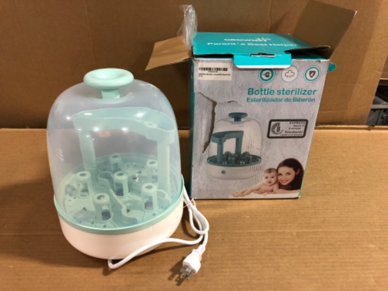 Photo 2 of Bottle Sterilizer, Baby Bottle Steam Sterilizer Sanitizer for Baby Bottles Pacifiers Breast Pumps Large Capacity and 99.99% Cleaned in 8 Mins green