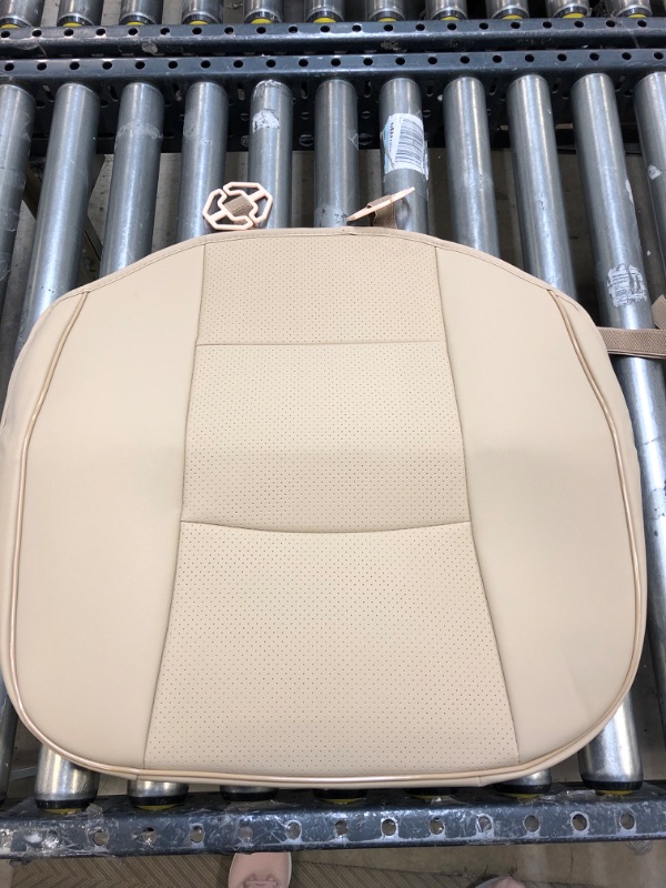 Photo 1 of EDEALYN® Luxury PU Leather Car Seat Cover Protector Front Car Seat Cover Seat Bottom Cover Single Seat Cover-Compatible with 90% Vehicles (Width 20.8× Deep21 × Thick 0.2 inch) (Beige)