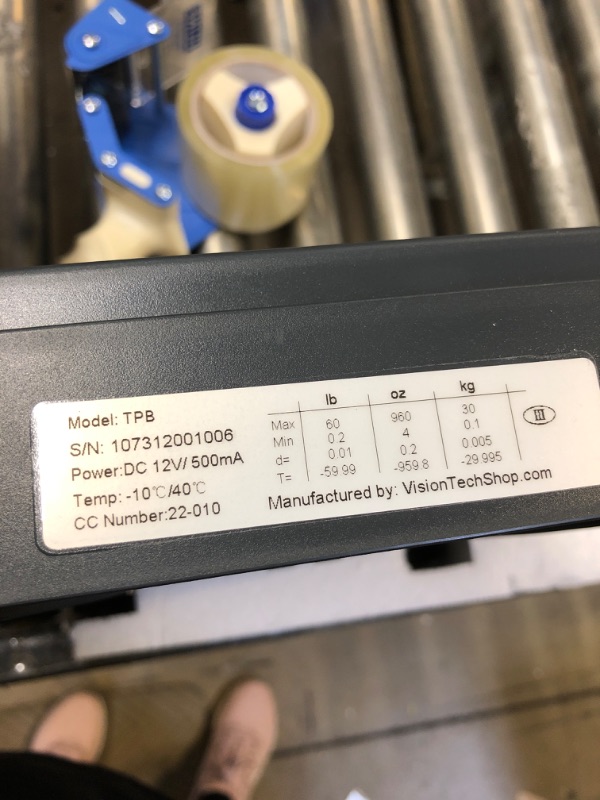 Photo 1 of VisionTechShop TPB-60LB, POS Interface Portion Scale with Most ECR's and POS Systems, Lb/Oz/Kg Switchable, 60lb Capacity, 0.01lb Readability, Single Display, NTEP Legal for Trade COC #22-010