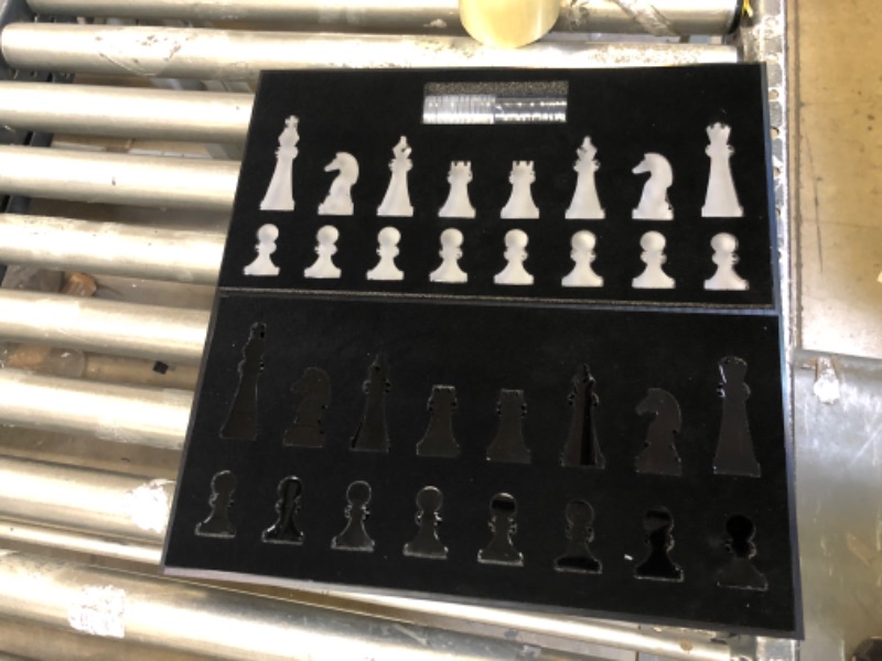 Photo 4 of Lucite Acrylic Chess + Checkers Premium Set - Large 17.5" (Black/Silver)