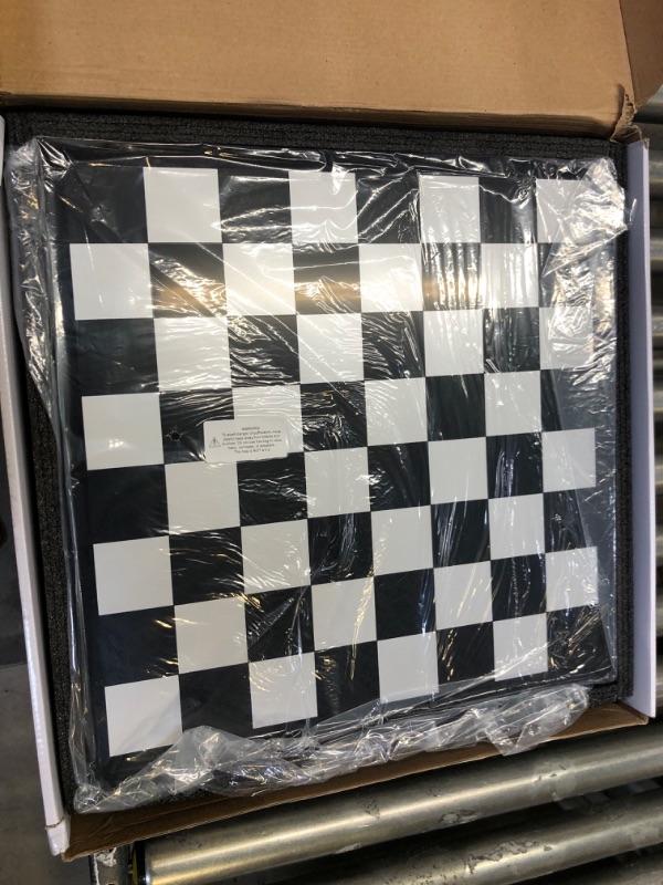 Photo 3 of Lucite Acrylic Chess + Checkers Premium Set - Large 17.5" (Black/Silver)