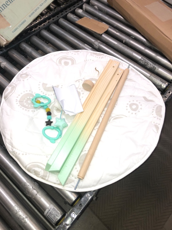 Photo 1 of B. toys – Wooden Baby Play Gym – Activity Mat – Starry Sky – 3 Hanging Sensory Toys – Organic Cotton – Natural Wood – Babies, Infants