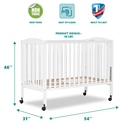 Photo 5 of Dream On Me, Full Size 2-in-1 Folding Stationary Side Crib, White
