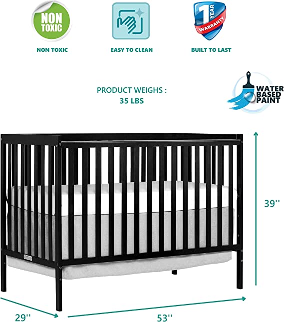 Photo 4 of Dream On Me Synergy 5-In-1 Convertible Crib In Black, Greenguard Gold Certified
