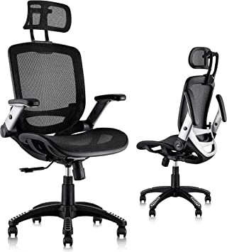 Photo 1 of GABRYLLY Ergonomic Mesh Office Chair, High Back Desk Chair - Adjustable Headrest with Flip-Up Arms, Tilt Function, Lumbar Support and PU Wheels, Swivel Computer Task Chair