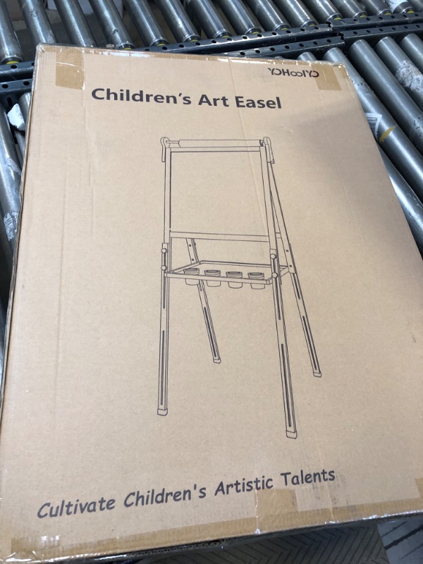 Photo 1 of YOHOOLYO Kids Easel Wooden Children Art Easel Paper Roll,Double Sided Magnetic Whiteboard Chalkboard Dry Eraser Adjustable Height for Boys Girls Gifts