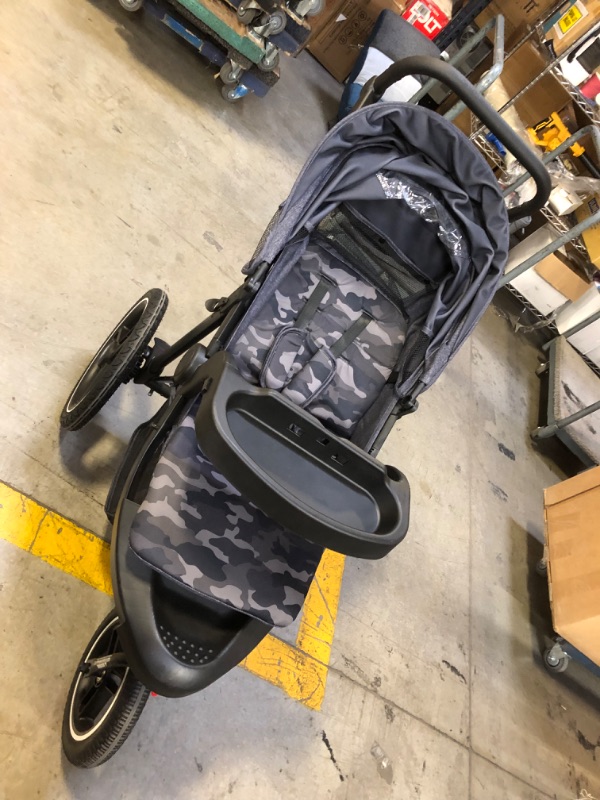 Photo 4 of babyGap Trek Jogging Stroller - Car Seat Compatible - Lightweight Jogging Stoller with Extendable Canopy & Reclining Seat - Made with Sustainable Materials, Black Camo --- , Moderate Use, Scratches and Scuffs on item 