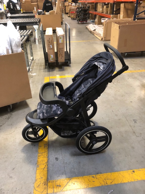 Photo 2 of babyGap Trek Jogging Stroller - Car Seat Compatible - Lightweight Jogging Stoller with Extendable Canopy & Reclining Seat - Made with Sustainable Materials, Black Camo --- , Moderate Use, Scratches and Scuffs on item 