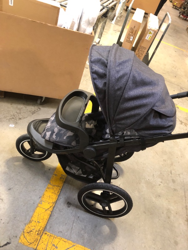 Photo 5 of babyGap Trek Jogging Stroller - Car Seat Compatible - Lightweight Jogging Stoller with Extendable Canopy & Reclining Seat - Made with Sustainable Materials, Black Camo --- , Moderate Use, Scratches and Scuffs on item 