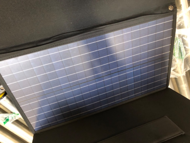 Photo 1 of ALLPOWERS 140W Portable Solar Panel Charger for Laptop Cellphone, Waterproof IP65 Foldable Solar Panel with MC- 4, DC, and USB Output, for Solar Generator, Power Bank, 12V Car Battery---out of the box new 