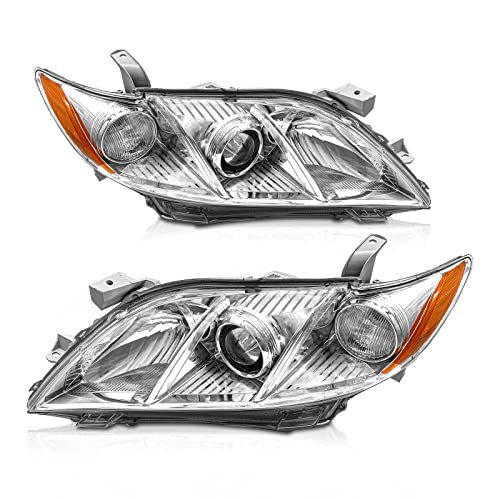 Photo 1 of AXLAHA 2007 2008 2009 Toyota Camry Headlights Assembly for 2007-2009 Camry Chrome Housing Amber Reflector Replacement Driver and Passenger Side