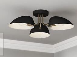 Photo 1 of Nathan James Argo Semi Mount Flush Ceiling Light, 3-Lights Modern Retro Light...----MISSING BASE 
