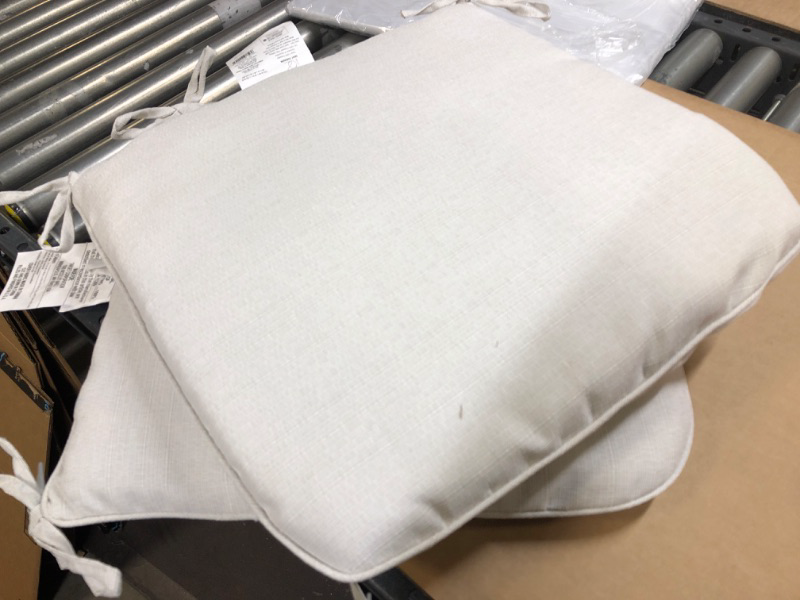 Photo 1 of 2pcs--Woven Outdoor Seat Cushion DuraSeason Fabric Cream  Seat Cushion Dimensions: 17.5 Inches (W) x 18 Inches (D) x 2.5 Inches (Thick)

