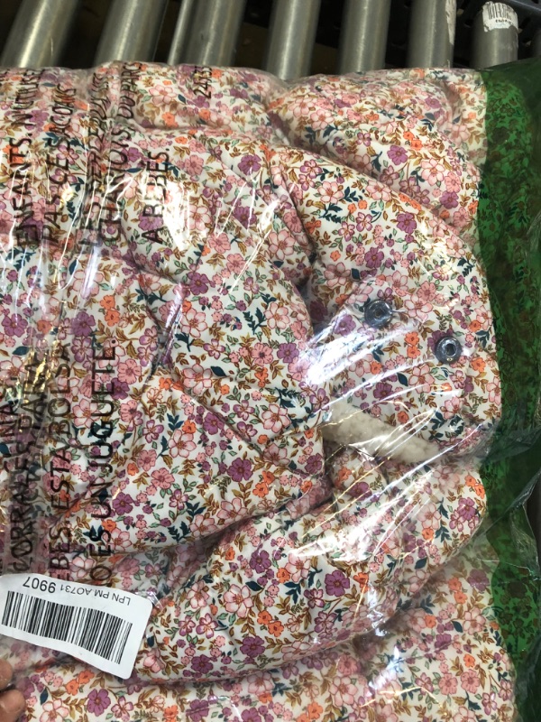 Photo 1 of Amazon Essentials Girls' Long Quilted Cocoon Puffer Coat XX-Large Pink, Floral