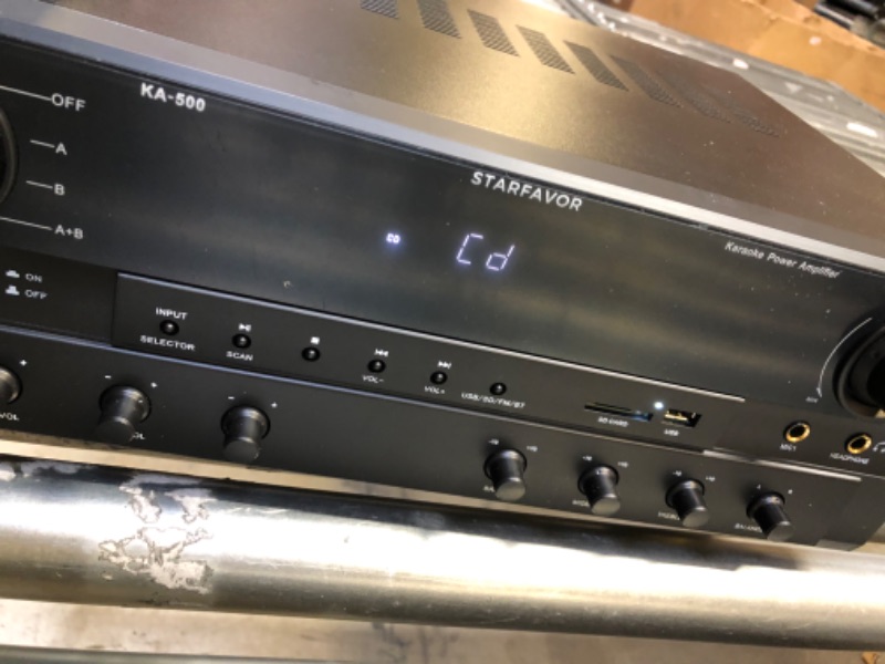 Photo 7 of Starfavor Stereo Receiver 6 Channel Karaoke Home Audio Amplifier 500W Peak Power Speakers AMP with BT Wireless,RCA in,USB,SD,FM,2 MIC in Echo and Headphone Jack KA-500