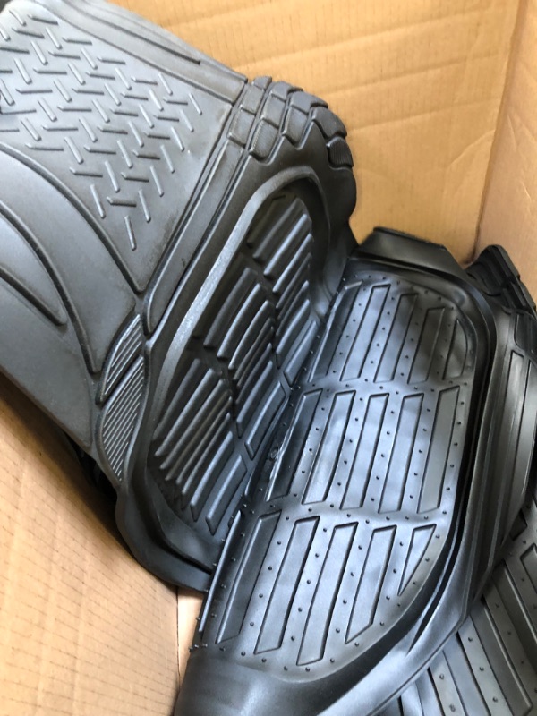 Photo 1 of Motor Trend - MT-923-BK 923-BK Black FlexTough Contour Liners-Deep Dish Heavy Duty Rubber Floor Mats for Car SUV Truck & Van-All Weather Protection, Universal Trim to Fit Full Set Black