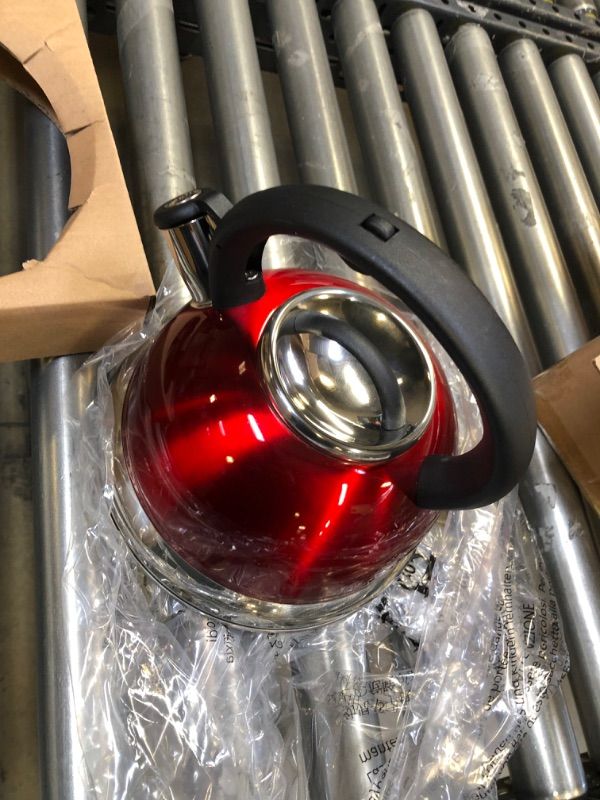 Photo 2 of Amazon Basics Stainless Steel Tea Kettle, 2.5-Quart, Red