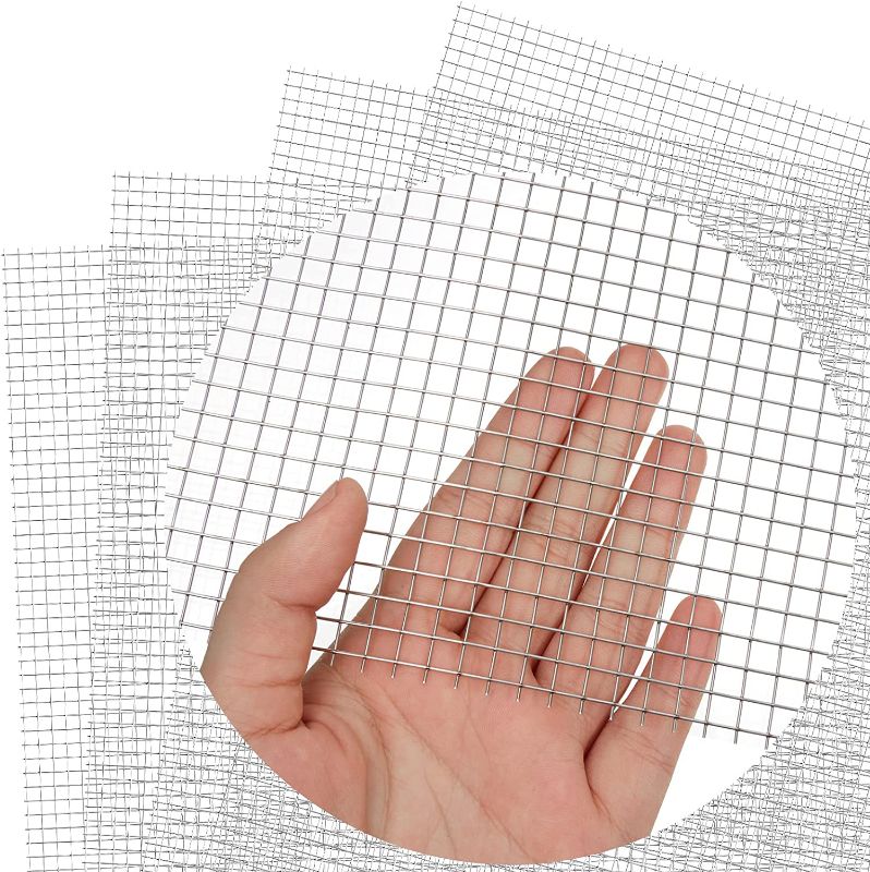 Photo 1 of 4 Pcs 304 Stainless Steel Wire Mesh Welded Wire 4 Mesh 12 x 24 Inch Sturdy Metal Screen Mesh Hard Metal Mesh Sheet for Home Garden DIY Projects