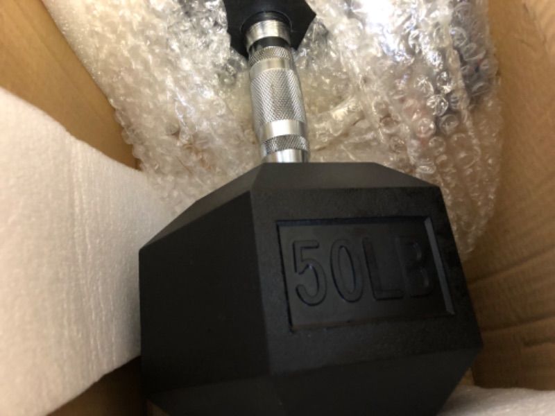 Photo 5 of Amazon Basics Rubber Encased Hex Dumbbell Hand Weight 50 Pounds Rubber Encased Hex Dumbbell ---- FACTORY SEALED