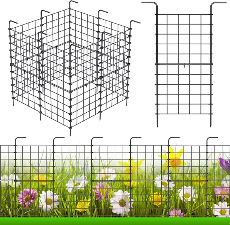 Photo 1 of 32 Pack Decorative Garden Fence Outdoor 24in x 22ft Coated Metal RustProof Landscape Wrought Iron Wire Border Folding Patio Fences Flower Bed Fencing Barrier Section Panels Decor Picket Edging----MINOR USED 