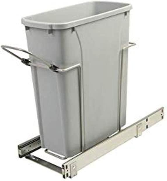 Photo 1 of 8.375 in. x 20.125 in. x 17.313 in. 20 Qt. In-Cabinet Single Soft-Close Bottom-Mount Pull-Out Trash Can - Platinum--MINOR USED 
