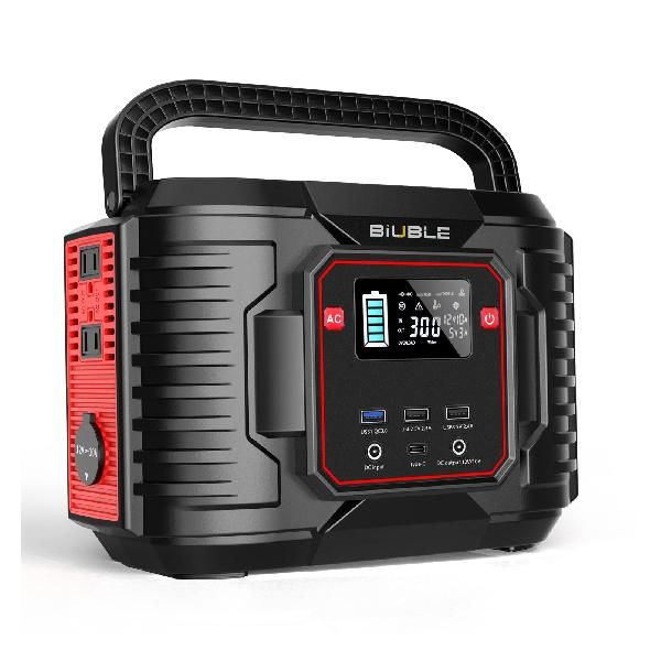 Photo 1 of BIUBLE Portable Power Supply, Large Capacity, 8,000 mAh, 296 Wh, 300 W, Storage Battery, Portable, High Brightness Light, Solar Charging, Sleeping in Car, Camping, Outdoors, Power Outages, Disaster Preparedness Product, Large LCD Screen Display, Sleeping 