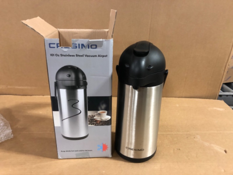 Photo 2 of 101 Oz Airpot Thermal Coffee Carafe - Insulated Stainless Steel Coffee Dispenser with Pump - Thermal Beverage Dispenser - Thermos Coffee Carafe for Keeping Hot Coffee & Tea Hot For 12 Hours - Cresimo