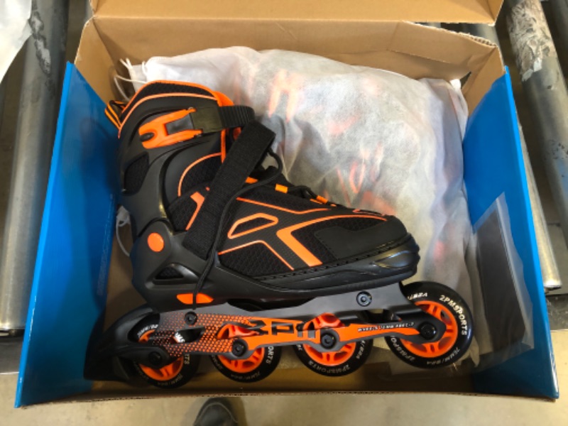 Photo 2 of 2PM SPORTS Torinx Orange/Red/Green Black Boys Adjustable Inline Skates, Fun Roller Blades for Kids, Beginner Roller Skates for Girls, Men and Ladies Orange Large - Youth (4-7 US)