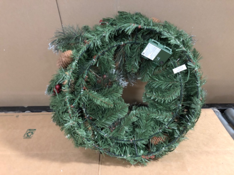 Photo 2 of 
Goplus Pre-Lit Cordless Christmas Wreath, with 50 Warm LED Lights/ Silver Bristles/ Pine Cones/ Berries, Xmas Decor for Indoor and Outdoor