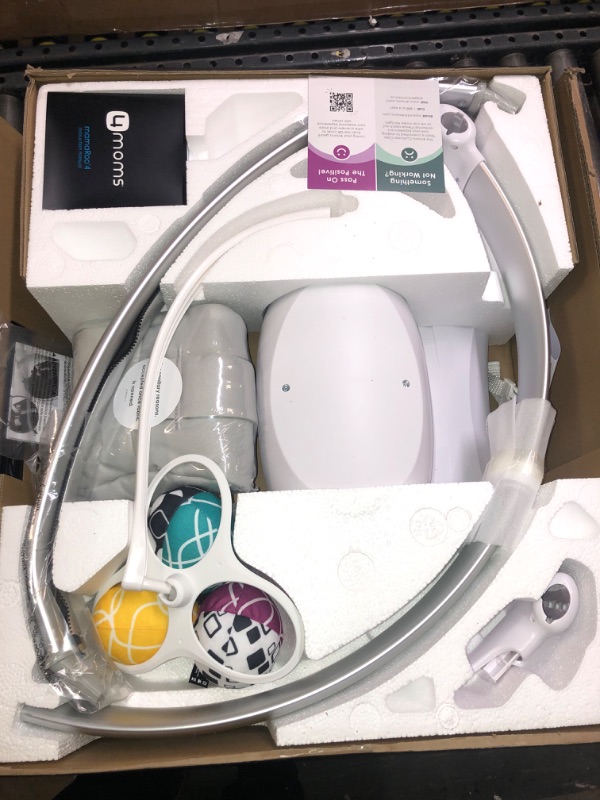 Photo 1 of 4moms mamaRoo 4 Multi-Motion Baby Swing + Safety Strap Fastener, Bluetooth Baby Swing with 5 Unique Motions, Nylon Fabric, Grey