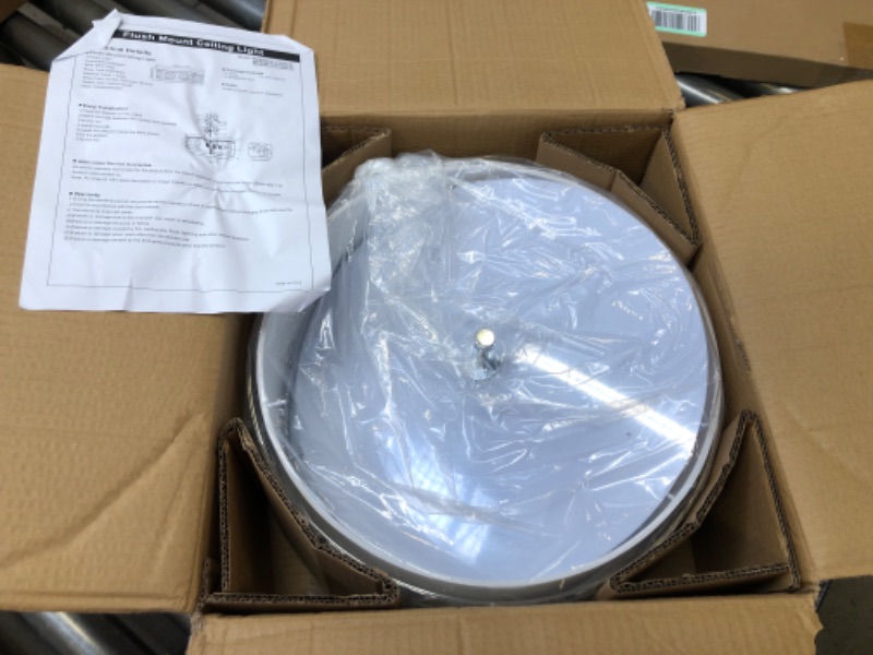 Photo 2 of 3 Light Flush Mount Ceiling Light, 15 Inch Flush Mount Drum Light, Double Shade Ceiling Light with Brushed Chrome Finish, Close to Ceiling Light for Bedroom Hallway Kitchen Foyer (Bulb Include) Flush Mount - Brushed Chrome 15in
