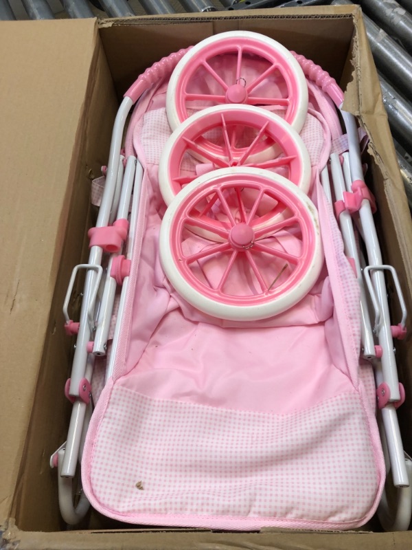 Photo 3 of Badger Basket 3-in-1 Doll Pram, Carrier, and Stroller (fits 18 inch Dolls), Pink Gingham