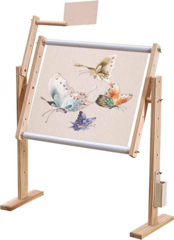 Photo 1 of Adjustable Cross Stitch Frame Stand, Embroidery Hoop Stand Frame Cross Stitch Frame Stand, Tapestry Floor Stand Needlework Table Stand Quilting Frame Stand