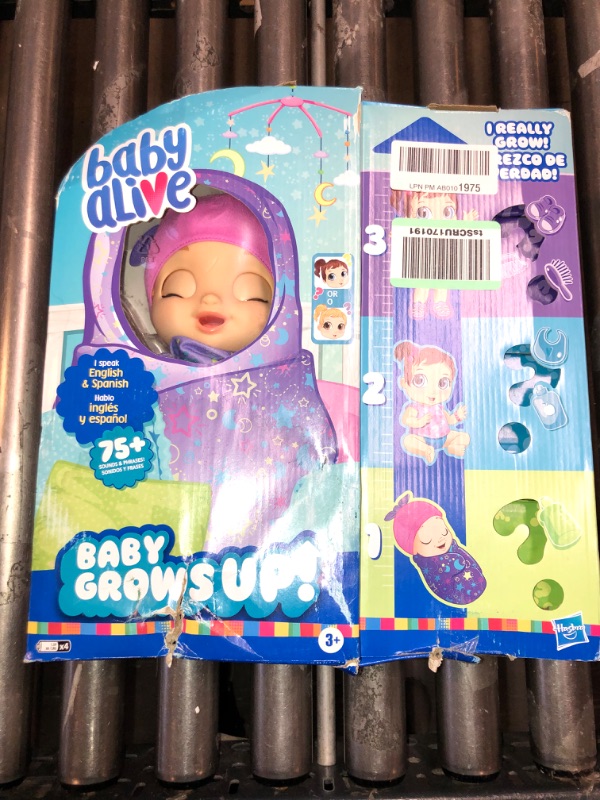 Photo 2 of Baby Alive Baby Grows Up (Dreamy) - Shining Skylar or Star Dreamer, Growing and Talking Baby Doll, Toy with 1 Surprise Doll and 8 Accessories , Blue