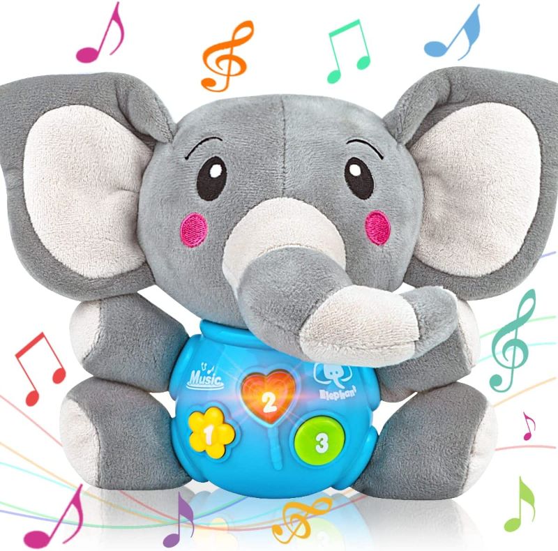 Photo 1 of Aitbay Plush Elephant Music Baby Toys 0 3 6 9 12 Months, Cute Stuffed Aminal Light Up Baby Toys Newborn Baby Musical Toys for Infant Babies Boys & Girls Toddlers 0 to 36 Months