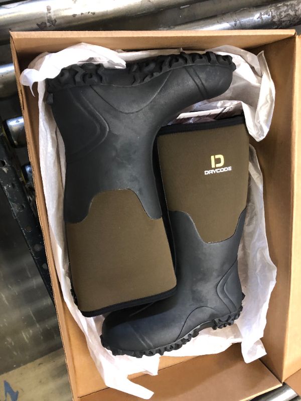 Photo 3 of (Size Men 7) DRYCODE Rubber Boots for Men, Waterproof Insulated Rain Boots with Steel Shank, 5mm Neoprene Durable Hunting Boots