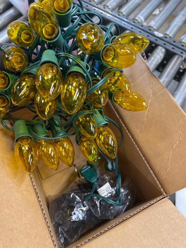 Photo 1 of 38Ft C9 Christmas Lights Outdoor Christmas Pathway Lights, Vintage Warm Yellow Big Christmas Lights