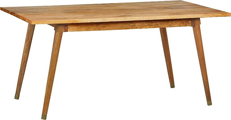 Photo 1 of Amazon Brand – Rivet Clio Solid Mango Dining Table, 30"H, Natural, markings/woodchips 
