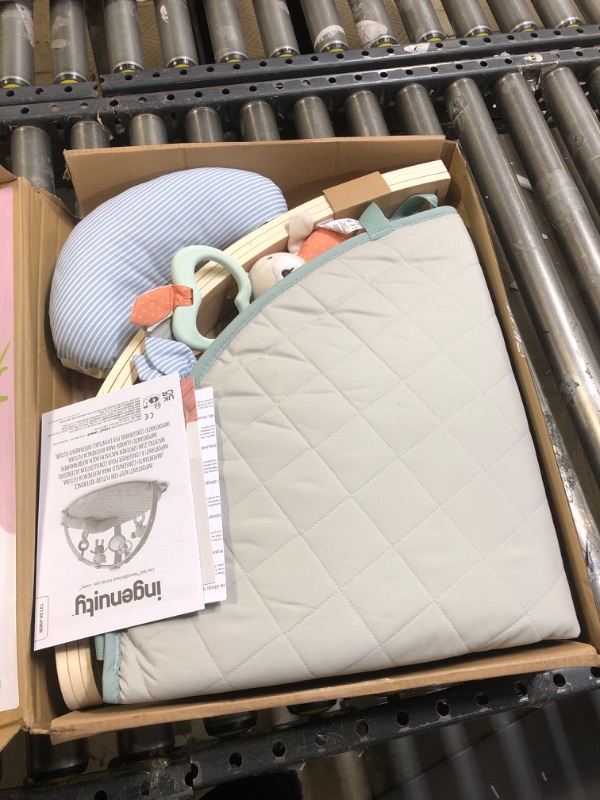 Photo 1 of Ingenuity Cozy Spot Reversible Duvet Activity Gym & Play Mat with Wooden Bar - Loamy, Ages Newborn +