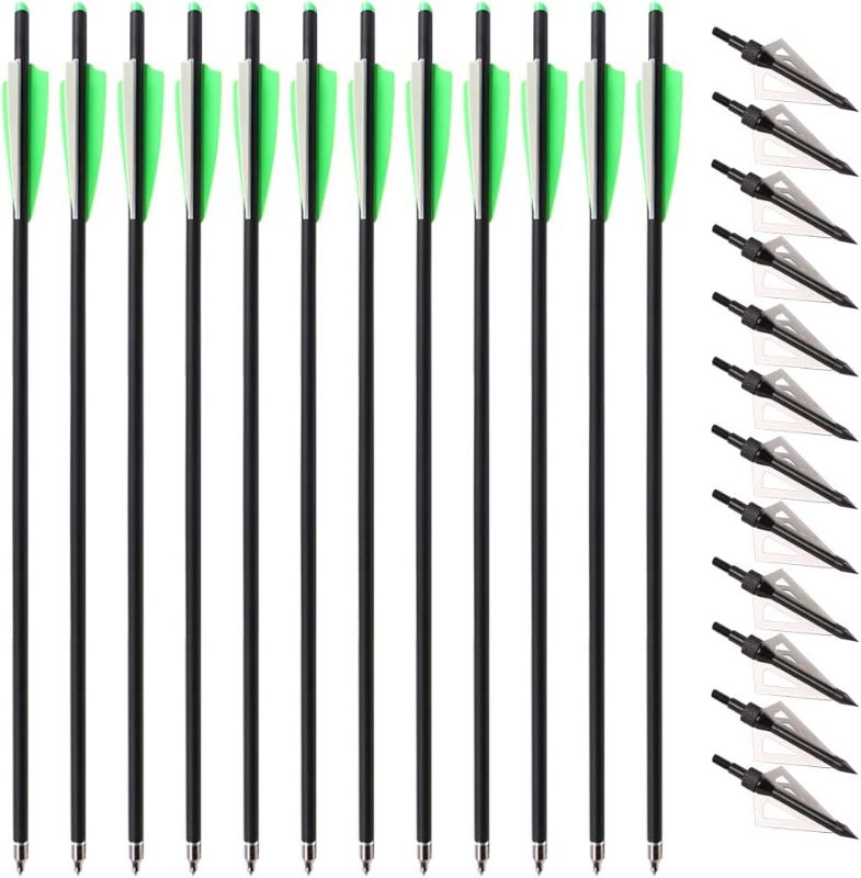 Photo 1 of  12pcsCarbon Crossbow Arrows Crossbow Bolts withVanes and 12pcs 
MISSING ARROW HEAD TIPS*************