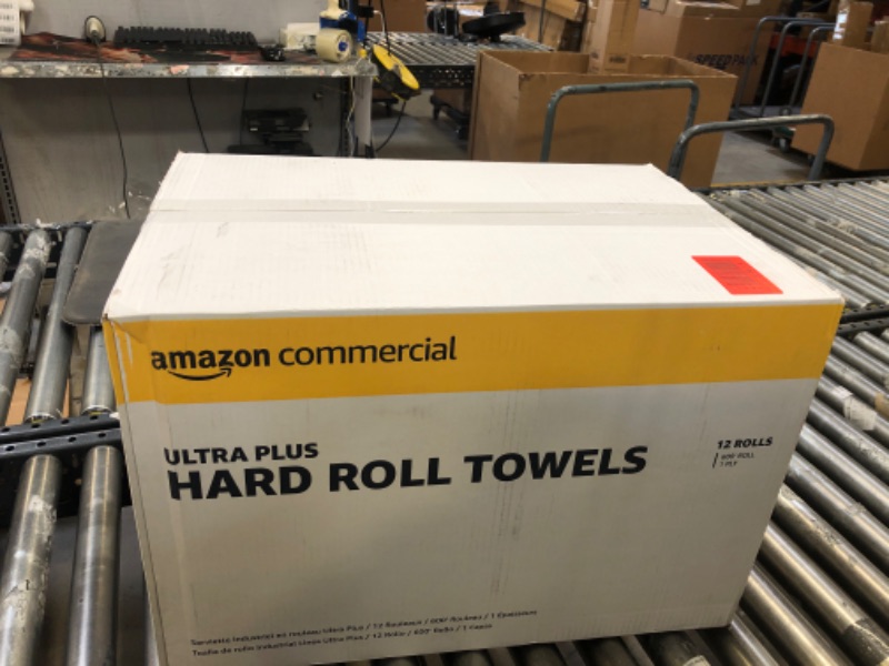 Photo 2 of AmazonCommercial 1-Ply White Ultra Plus Hard Roll Paper Towels (SOFI-009)|Bulk for Business |Non-perforated |Compatible with Universal Hardwound Dispensers|FSC Certified |600 feet per Roll (12 Rolls) 12 Count (Pack of 1) Ultra 600' per Roll